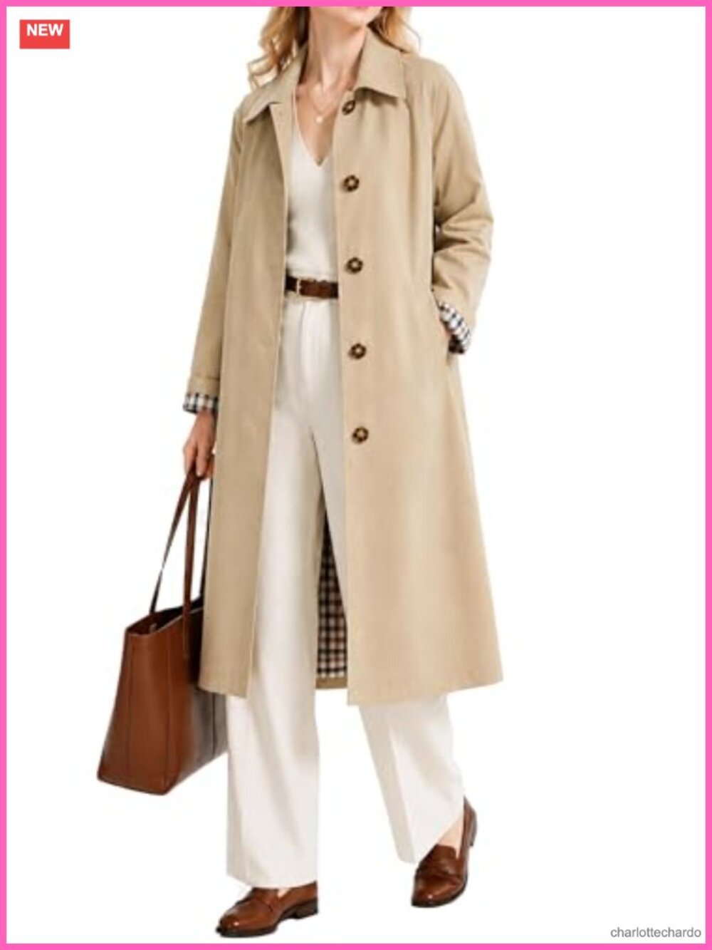 Women's Trench Coat Waterproof Single Breasted Long Rain Coat